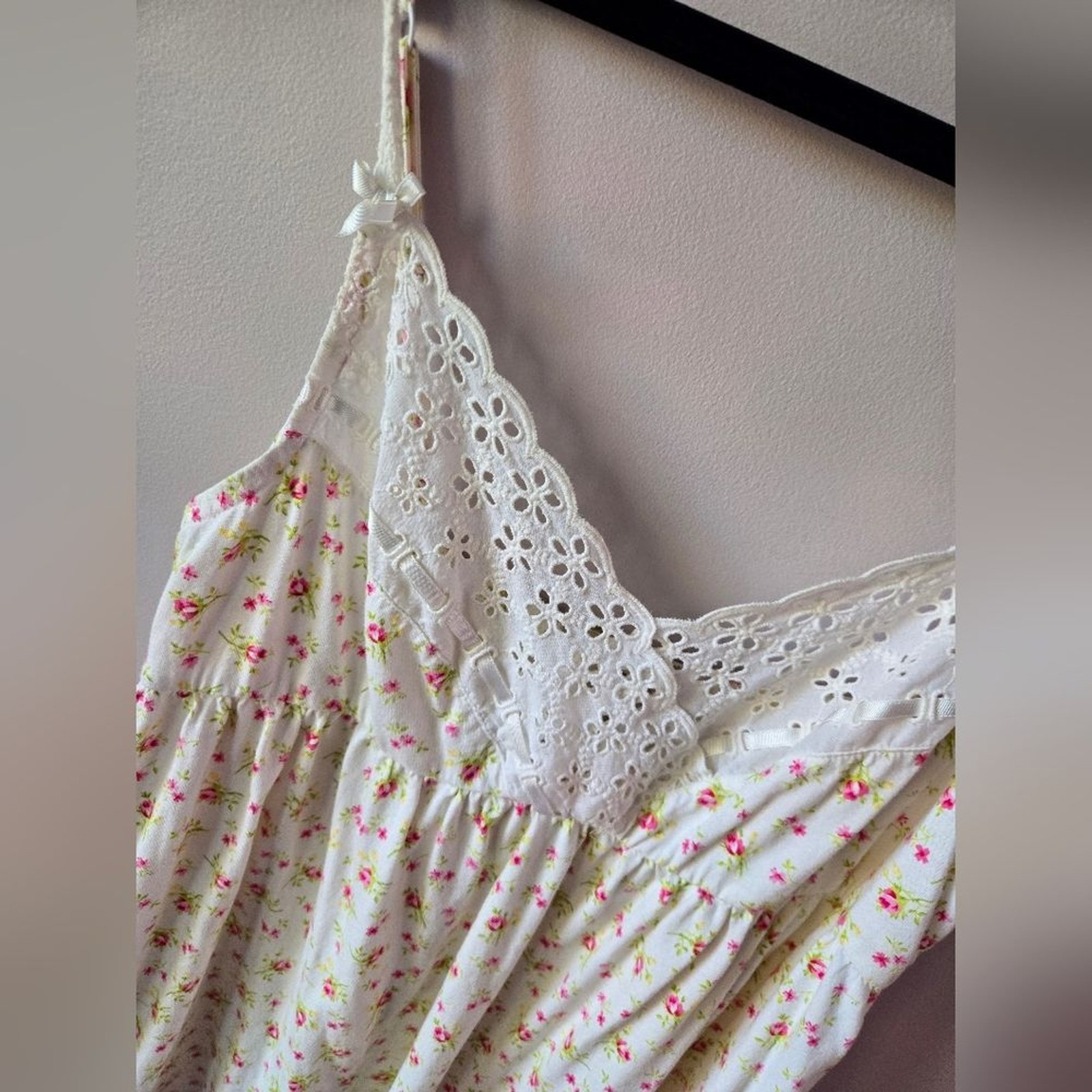 VTG Victoria’s Secret Floral Eyelet Cotton Babydoll Cami Top Small