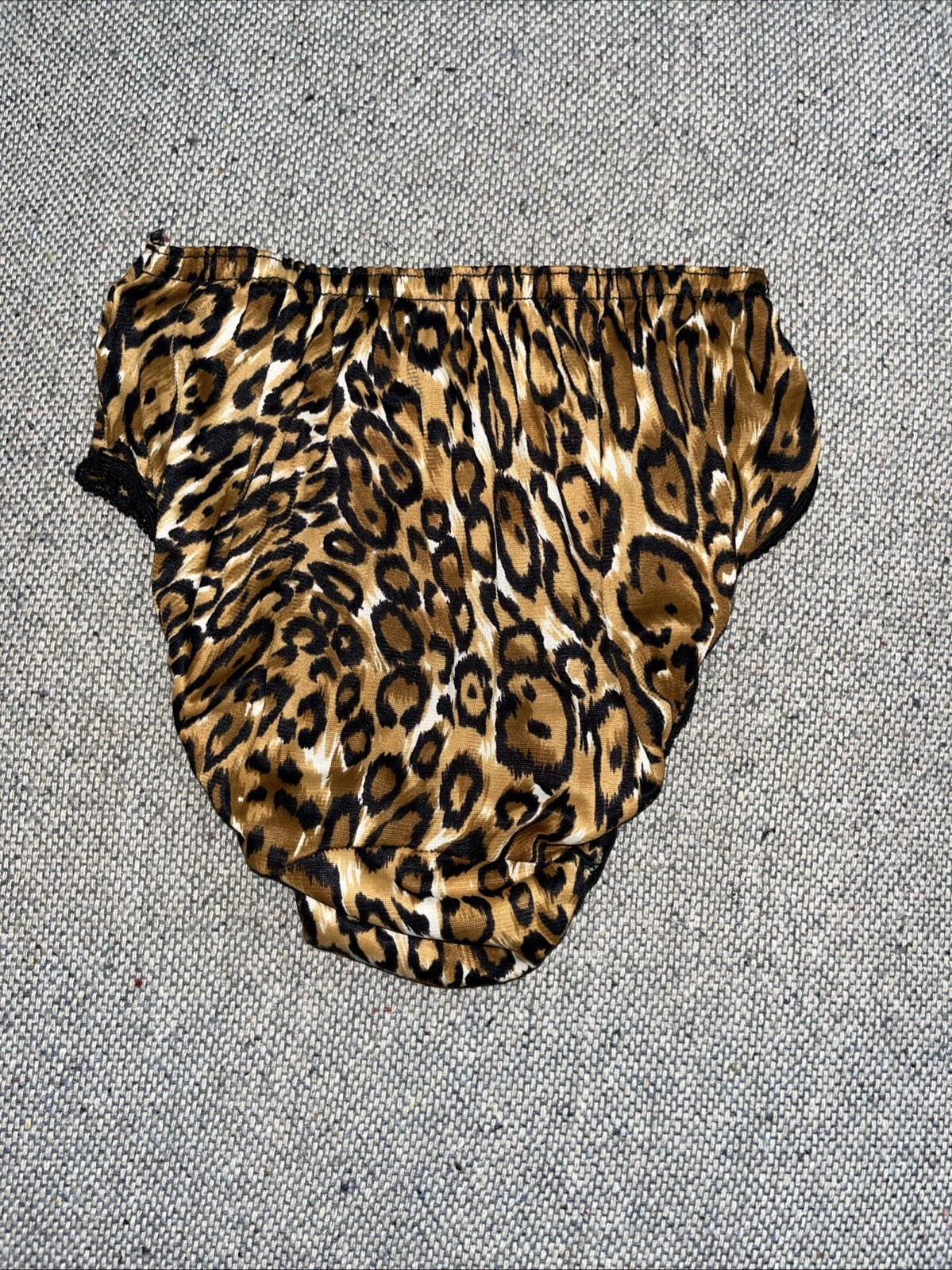 Vintage 60s Nylon Retro Leopard Pattern Print Bikini Sheer Silky Panties Sissy S