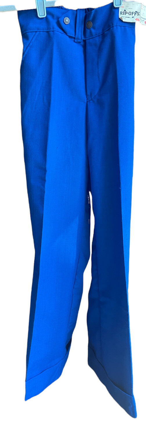 Vtg NEW 1970s Bell Bottom Sun Flare Jeans Retro Unisex Sz 7 8 30×29.5 Blue