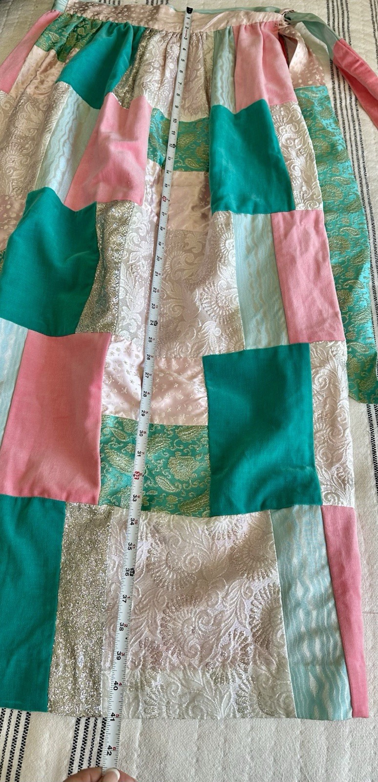 Vtg Patchwork Maxi Skirt Womens Medium Colorblock Boho Cottagecore 70&rsquo;s Retro