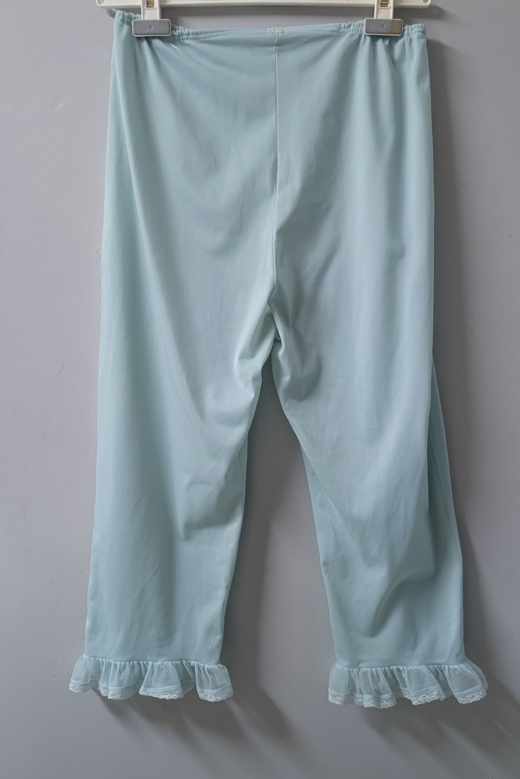 Vintage 50&rsquo;s Aqua Blue Ruffled Pajama Nylon Pants Pillow Tab S/M
