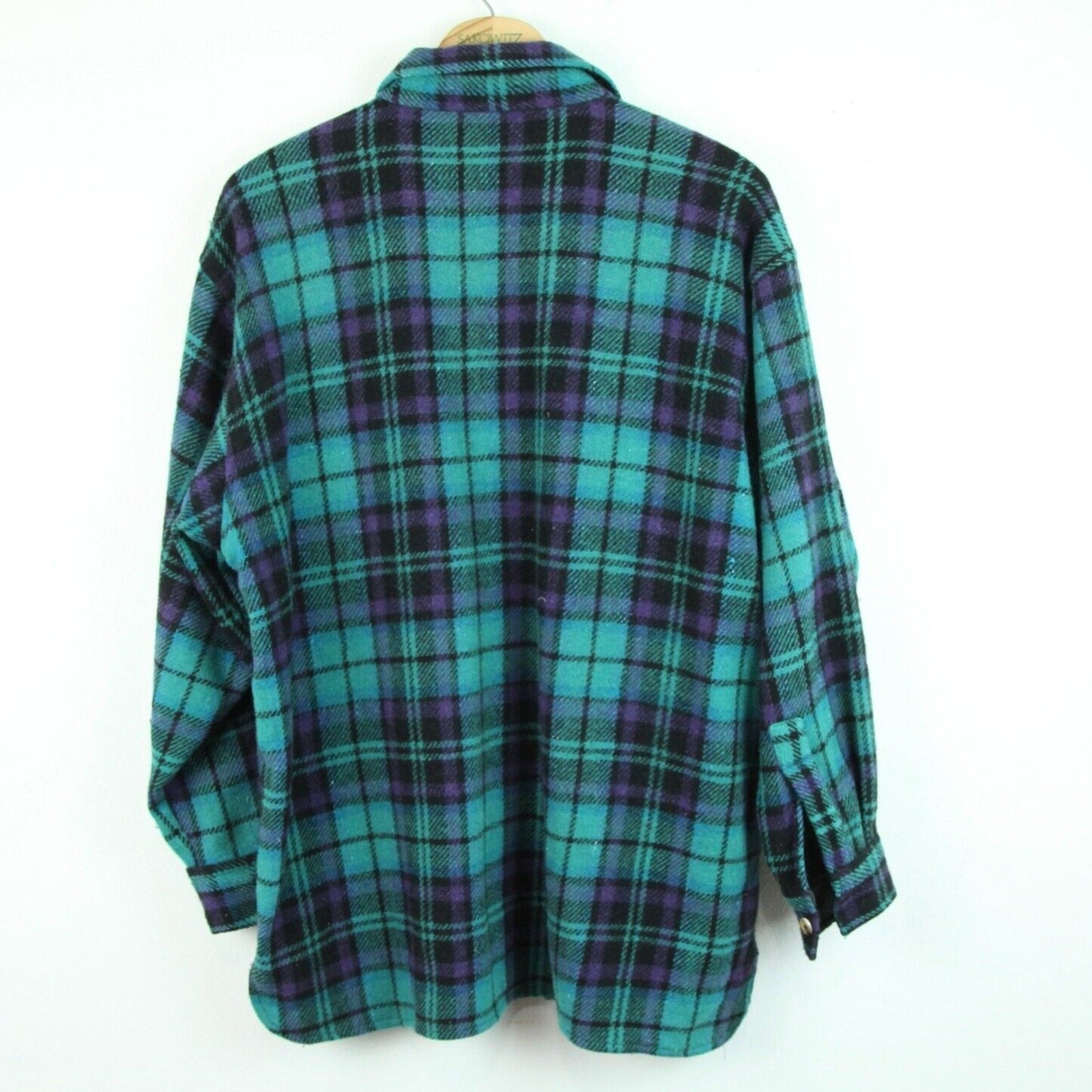 Womens Shacket Small Vintage Wool Plaid Shirt Oversize Baggy Cabincore Grunge