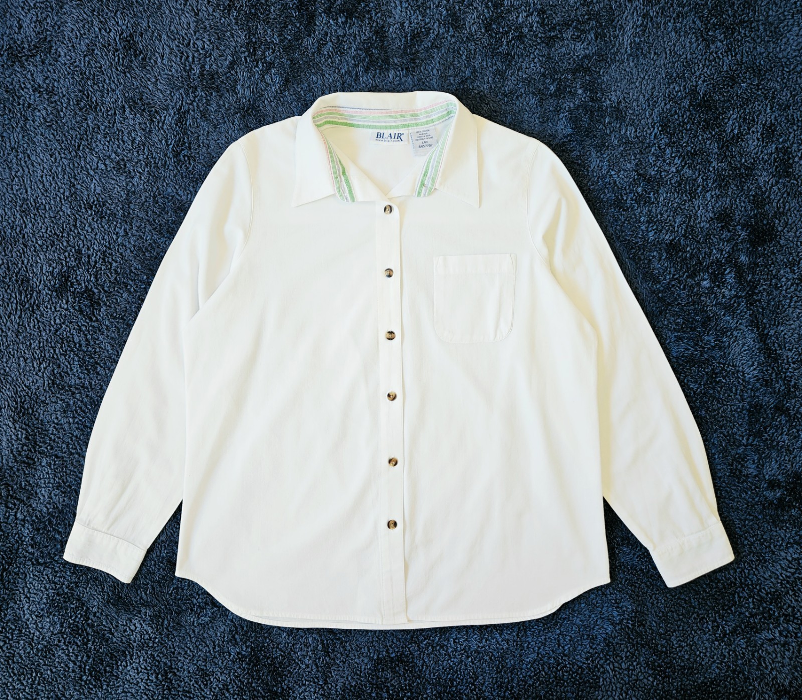 Blair VTG 90&rsquo;s Women&rsquo;s Long-sleeve Button-up Shirt Boyfriend Style White L