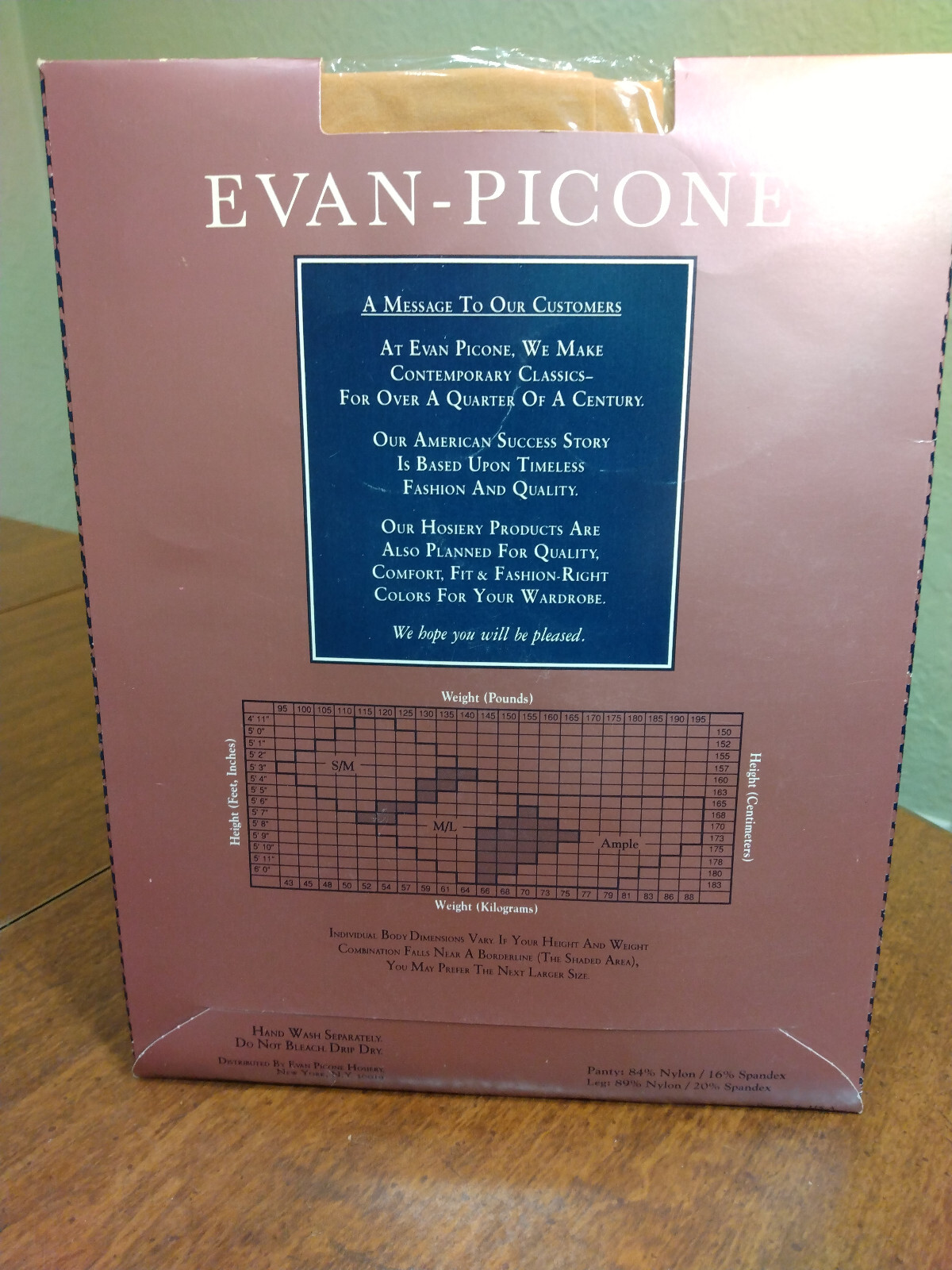 Evan Picone Microfiber Sheer Sueded Silk Pantyhose Control Top Camel Ample NOS