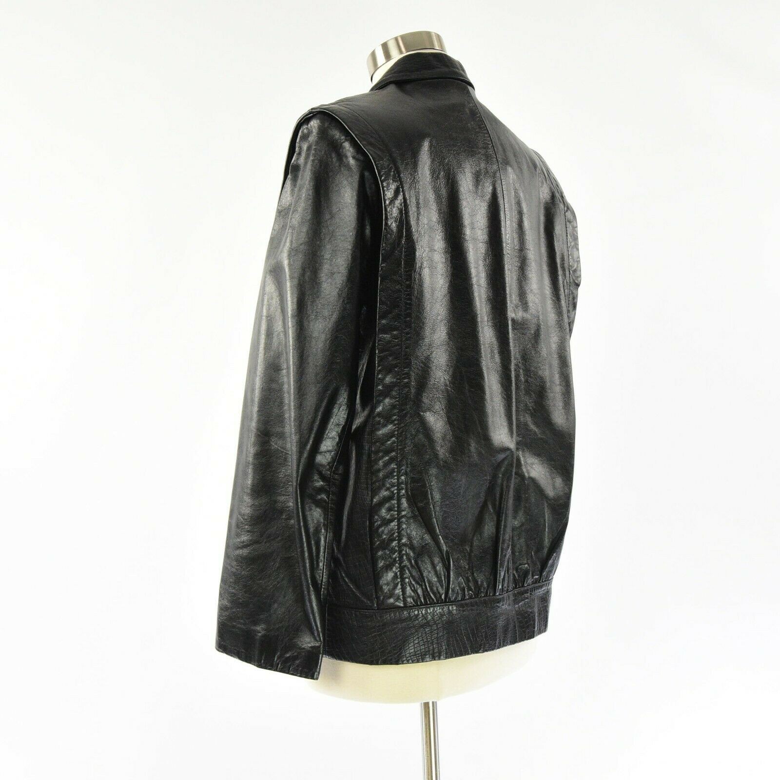 80s Vintage Black Leather Jacket Womens 10 M Gusseted Blazer Wilsons