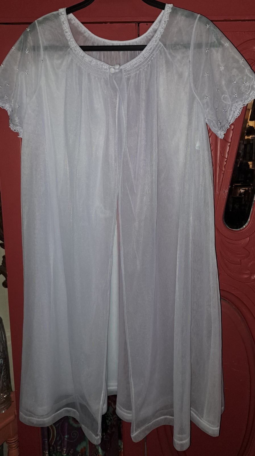 Vtg Lorraine Chiffon Peignoir Set S 60s Purple Babydoll Robe Lingerie *FLAWS*