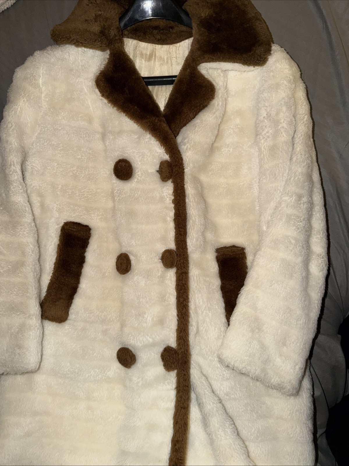 Brown and White Fur Coat Vintage 1950s No Tag Size Large Fits