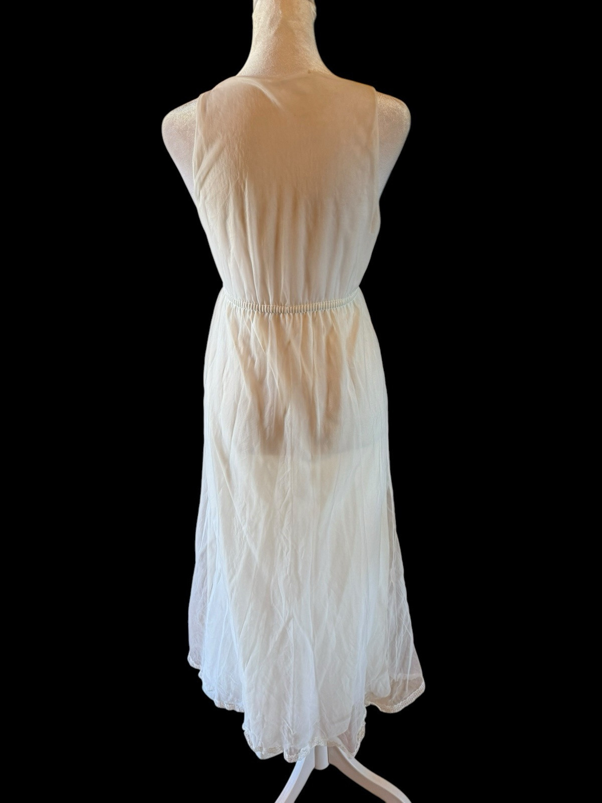 Miss Elaine Vintage Long Nylon & Lace Trim White Layers Nightgown Bridal Small?
