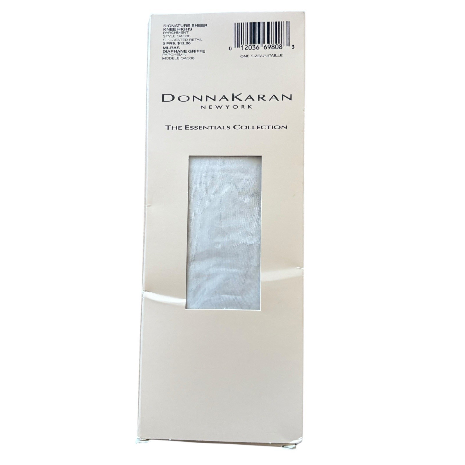 Donna Karan New York KNEE HIGHS 2Pr NIB Signature SHEER Parchment Style One Size