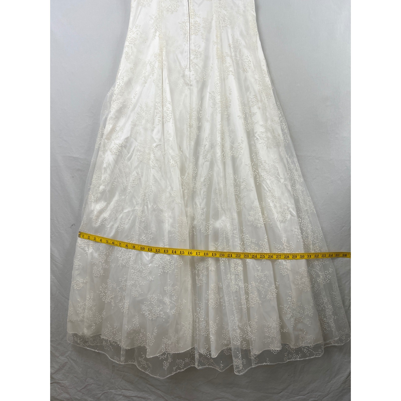 Vintage Zum Zum Niki Livas Maxi Dress Women 13-14 White Tulle Strappy Fit Flare