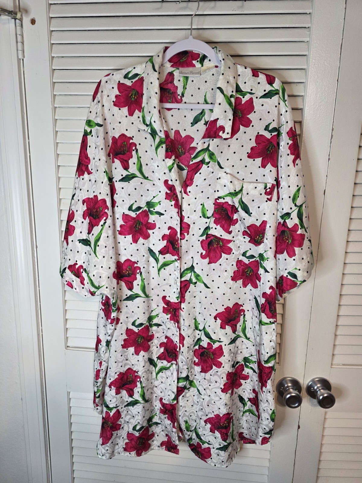 Vintage 90s Polka Dot Foral Intimate Pleasures Nightgown Size 26/28(Fits 3X)