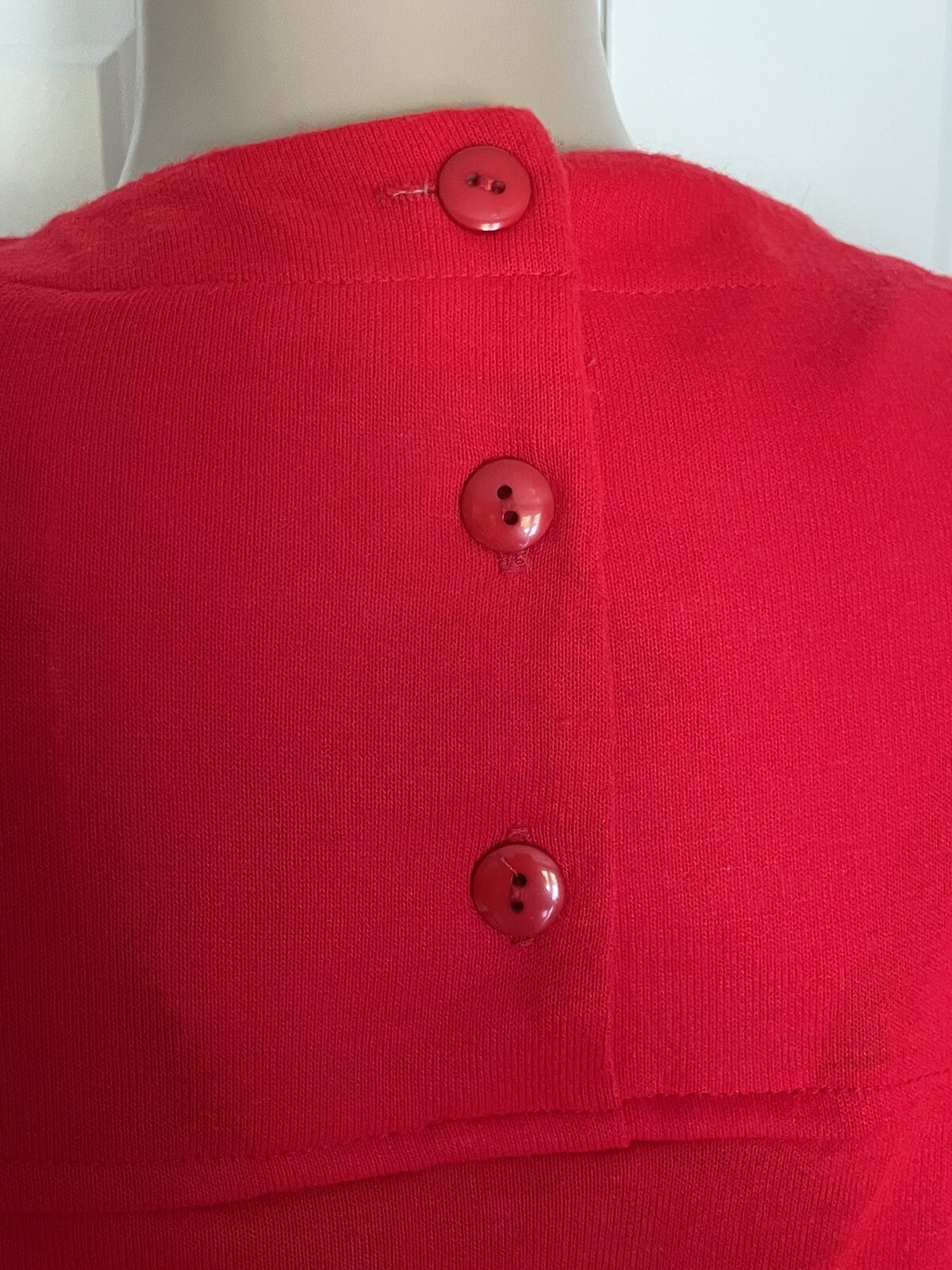 Vintage Stuart Alan 12 Bright Red Soft Knit Acrylic Bubble Waist Holiday Dress