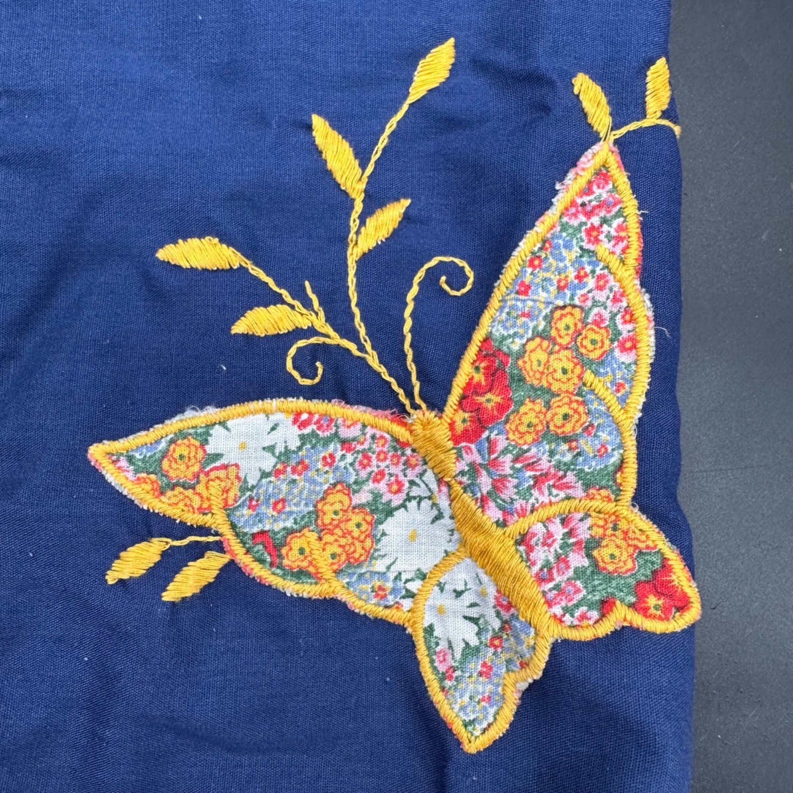 Vintage Duster Housecoat Handmade 1970s Sleeveless Floral Butterfly Pockets