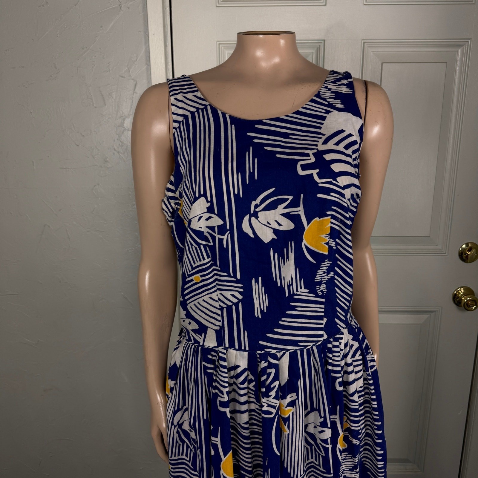 Vintage 80s 90&rsquo;s Sunshine Alley Women&rsquo;s Dress Cotton Hawaiian Pockets FF22