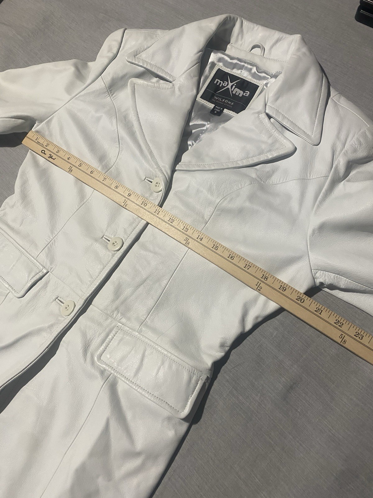 VTG Wilsons Leather Máxima Women&rsquo;s White Long Duster Trench Coat Medium Y2K 90s
