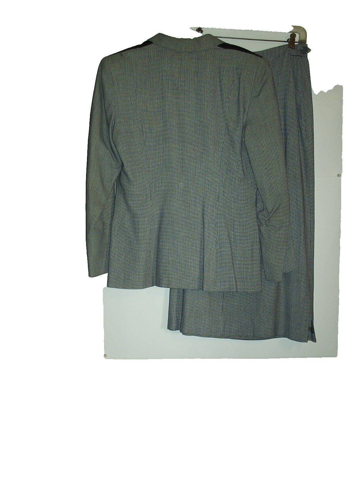 VINTAGE Ladies JACKET & SKIRT SET 2pc Set Houndstooth Blk/Wht 40&rsquo;s NICE