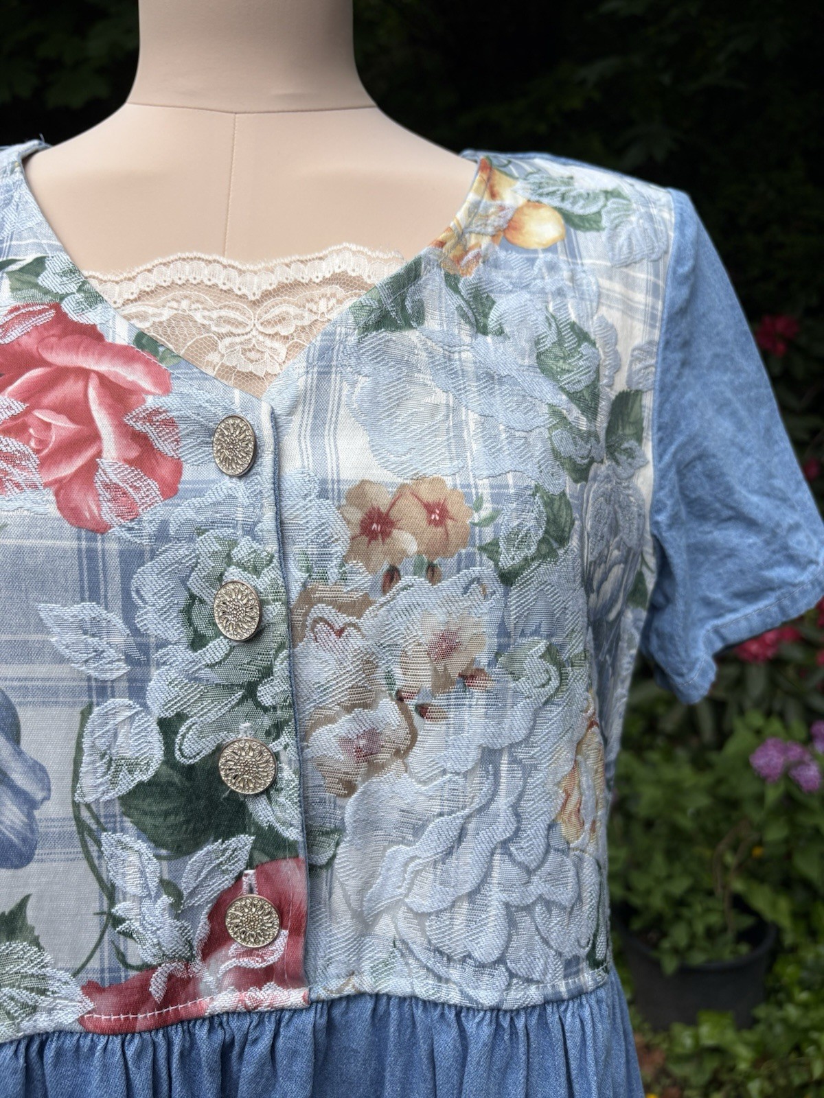 Vintage Ms. Conduct California Blue Multicolor Floral Women&rsquo;s Dress Size 10