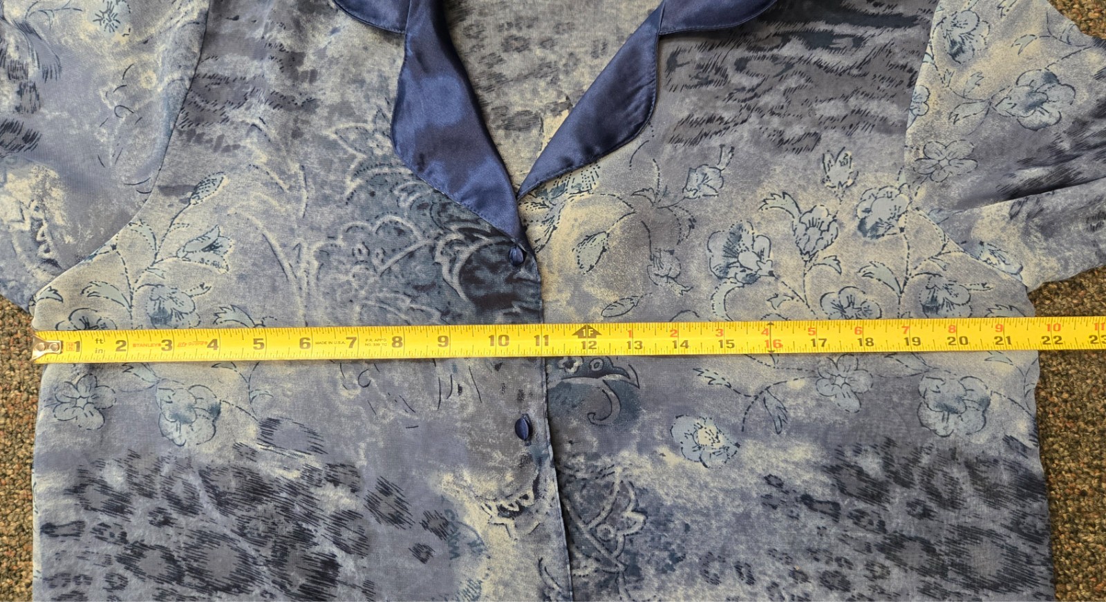 VTG 90s Unbranded Blue Silky Polyester Pajama Set w/ Sheer Top, Women&rsquo;s Size M
