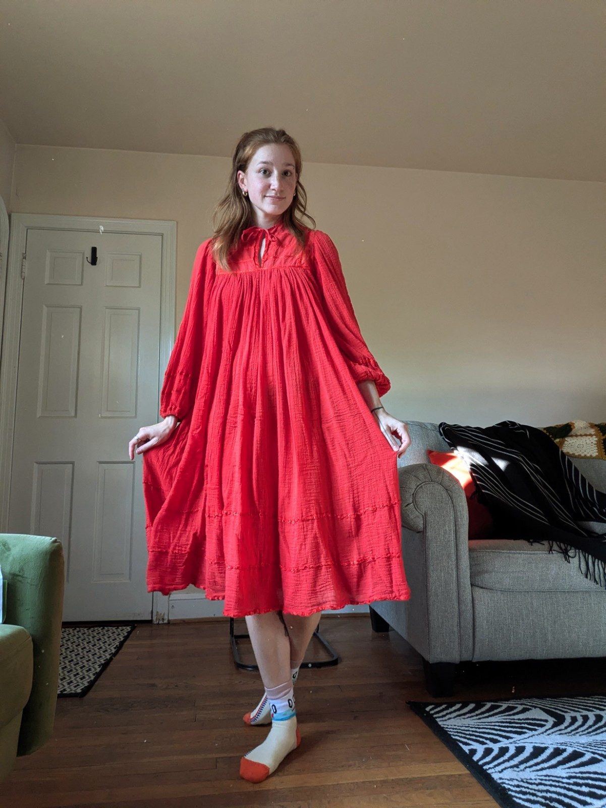 70s Greek Cotton Gauze Dress