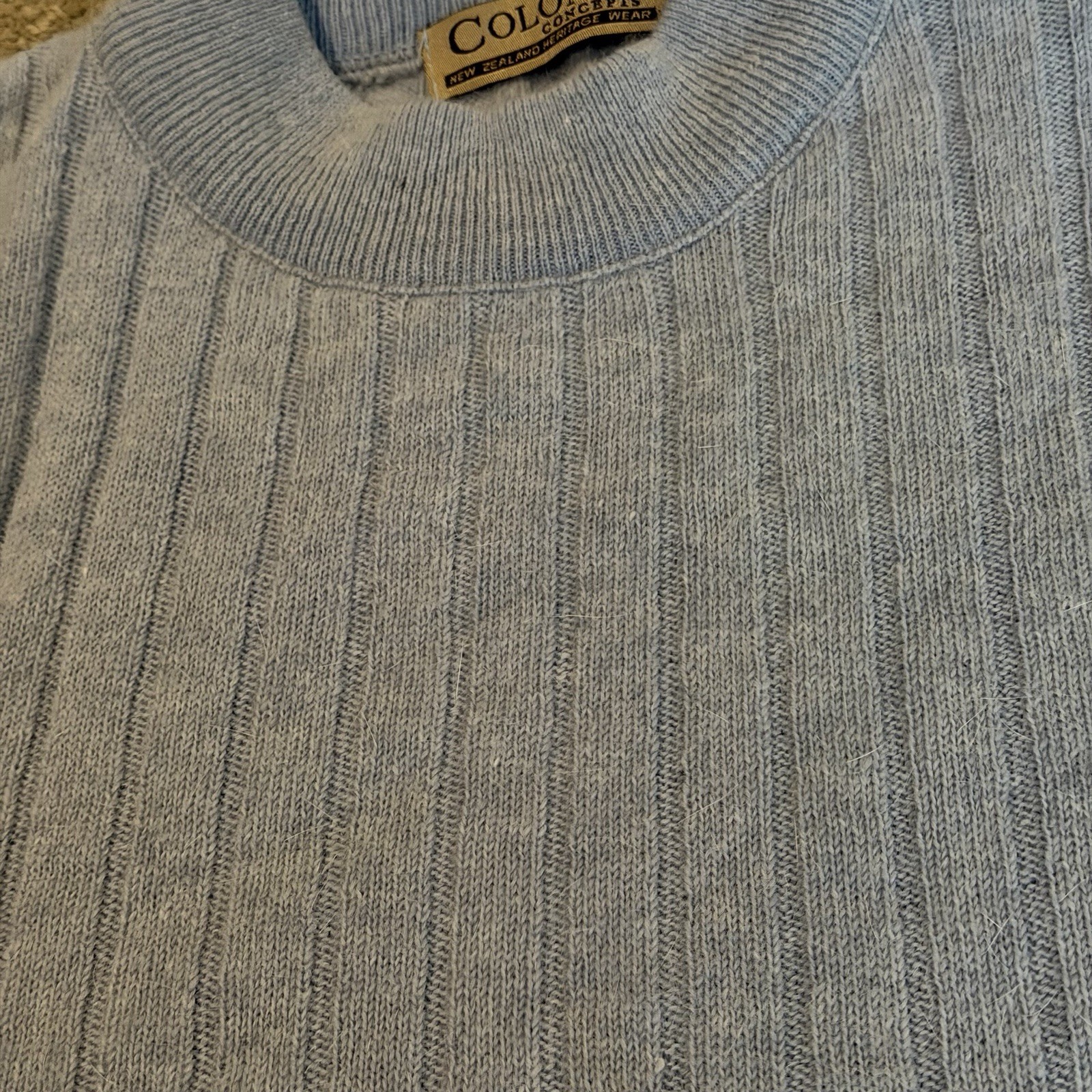 Vintage Colonial Concepts Lambswool Angora Sweater Women&rsquo;s XL Blue New Zealand