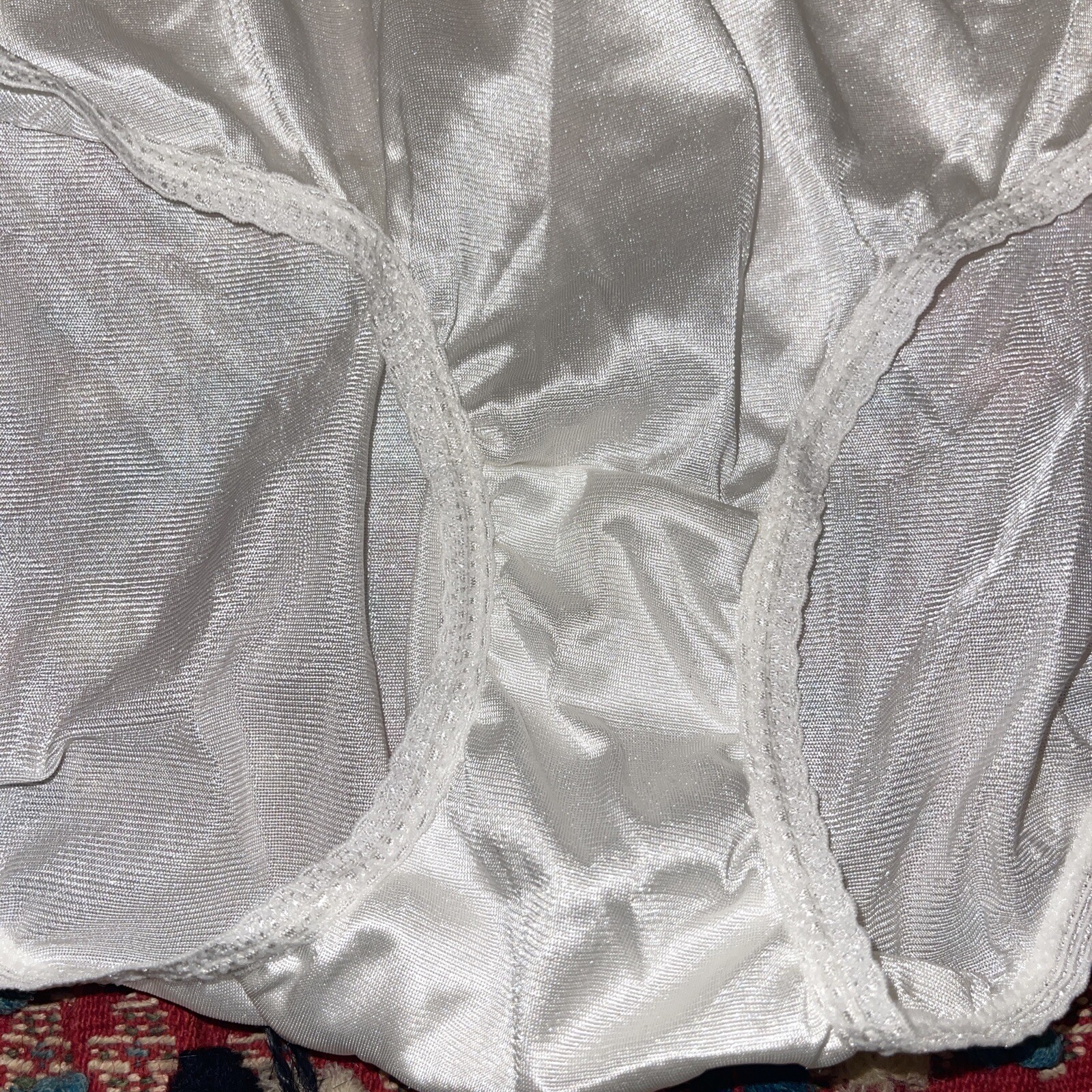 Vintage Ashley Taylor Nylon Granny Sissy Panties White Lace Second Skin L 7