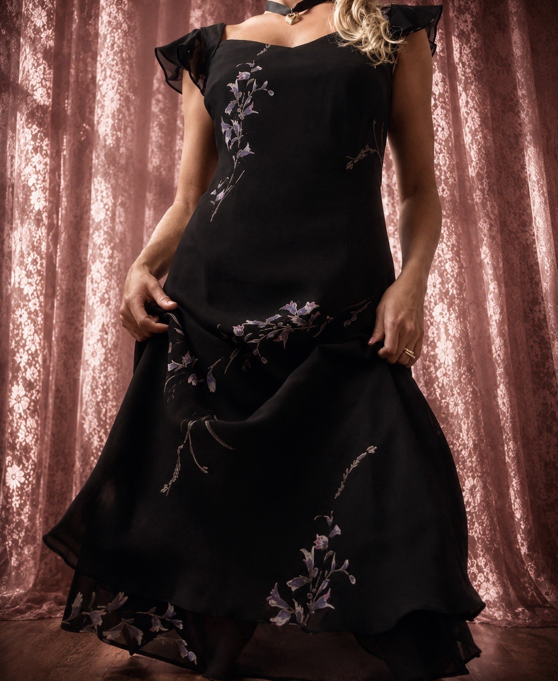 1990s Midnight Orchid gown
