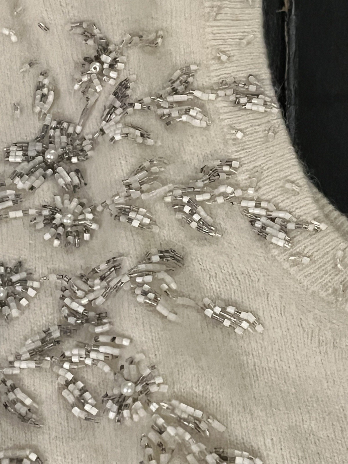 50s 60s VTG Beaded Sweater Top Shell Sleeveless Lined Lambs Wool Angora sz 36