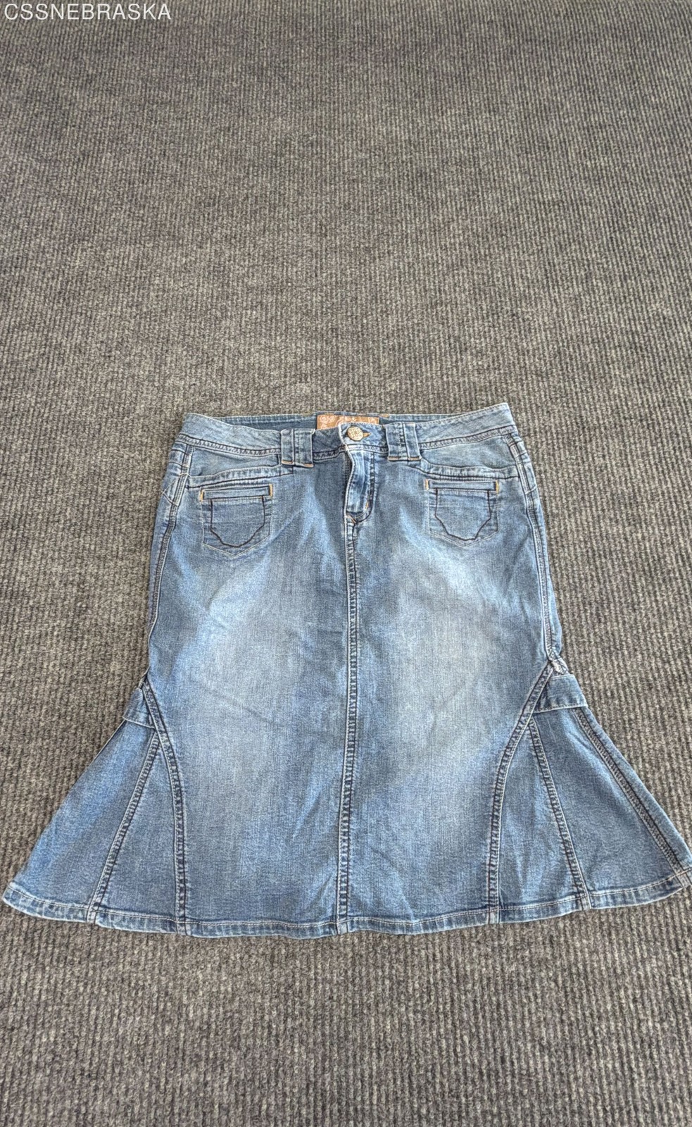 Candie&rsquo;s Women&rsquo;s Blue Denim Skirt Heart Wing Embroidered Y2K Vintage Sz 9