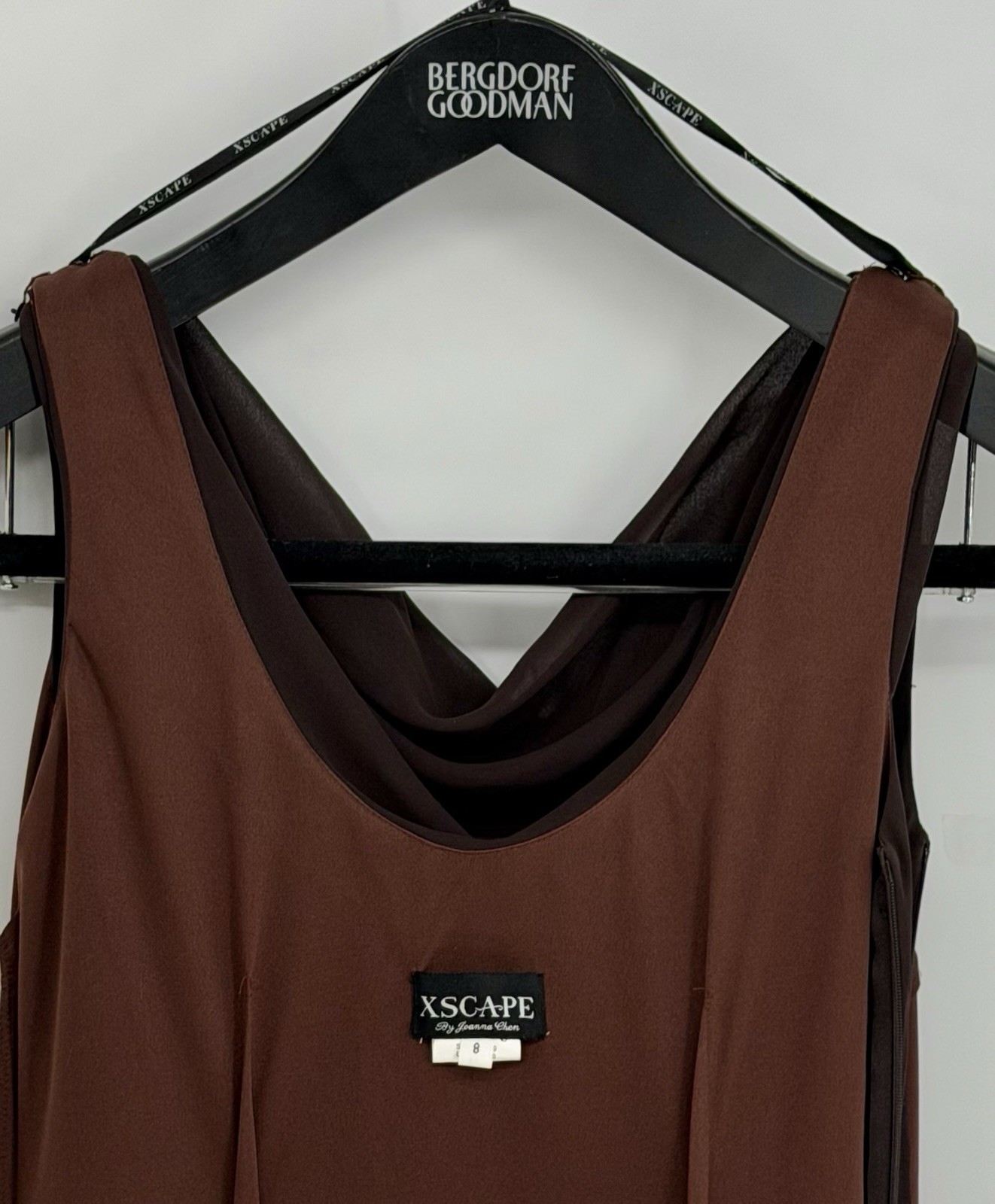 XSCAPE by Joanne Chen Vintage Evening Dress Chocolate Brown w/Copper Sequins Sz8