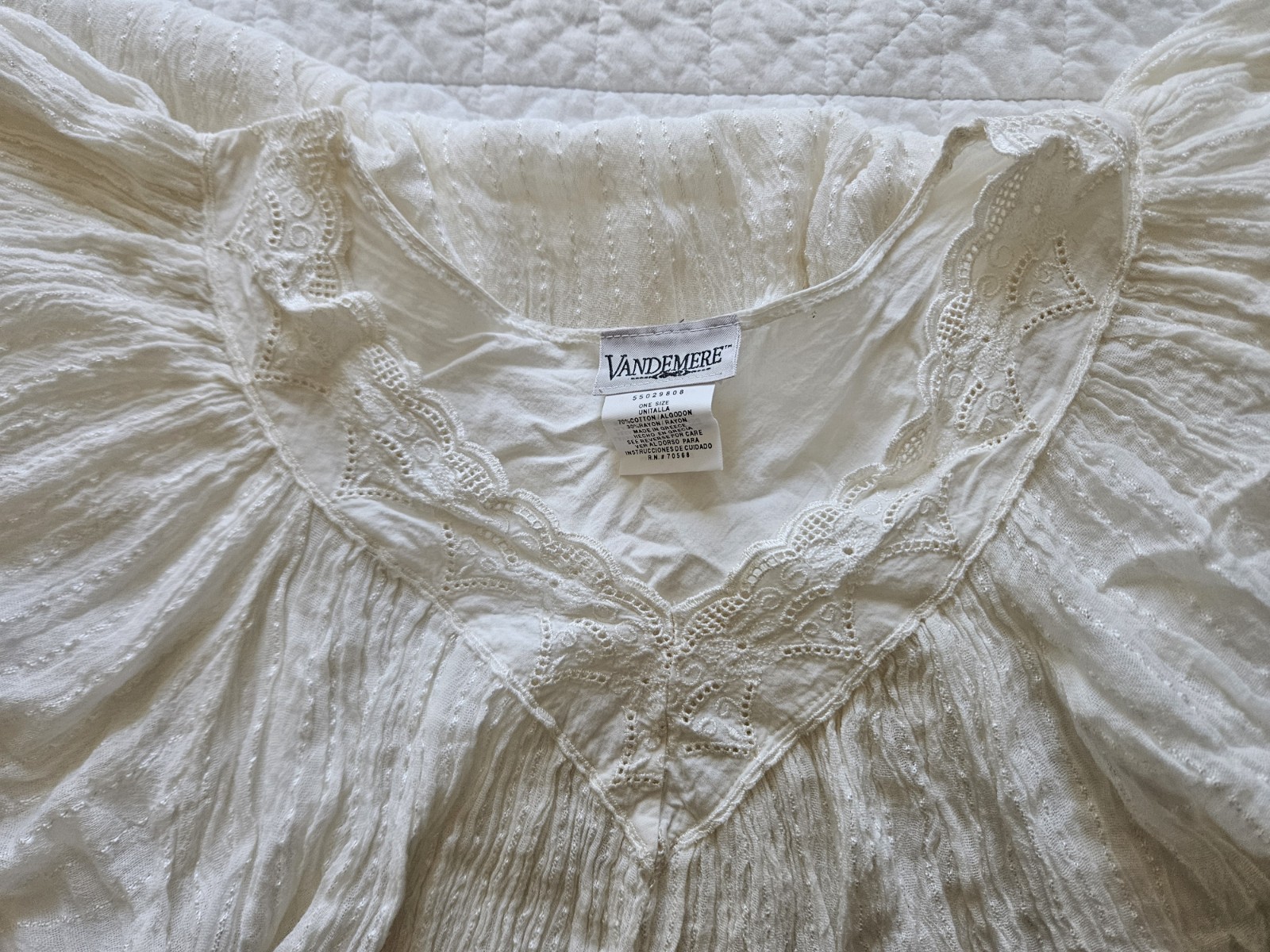 Vtg Vandemere White Gauze Cotton Flutter Sleeve Maxi Dress Grecian Cottagecore