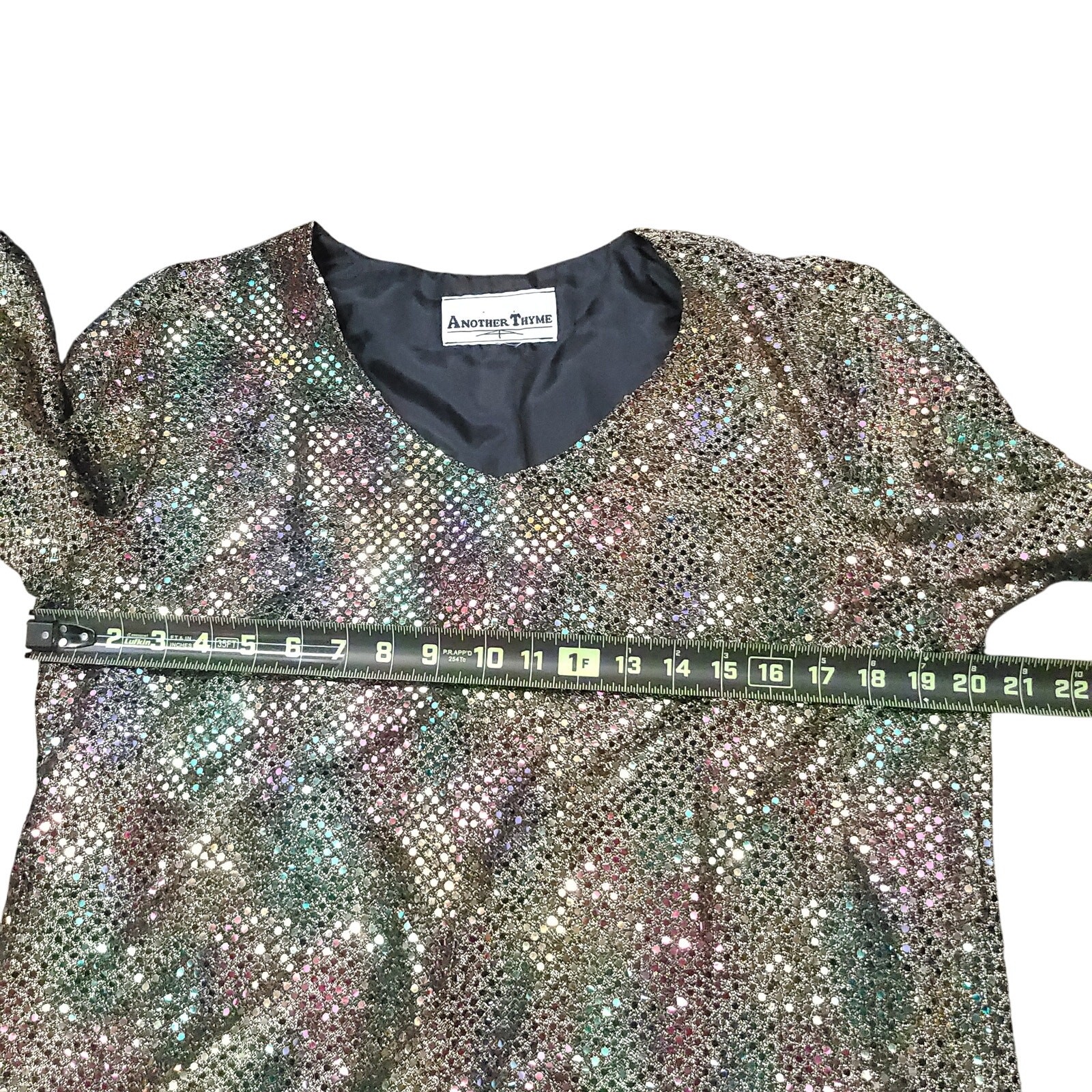 Vintage Another Thyme Womans Shirt Sparkles Glittery Multi-Color estimated S/M