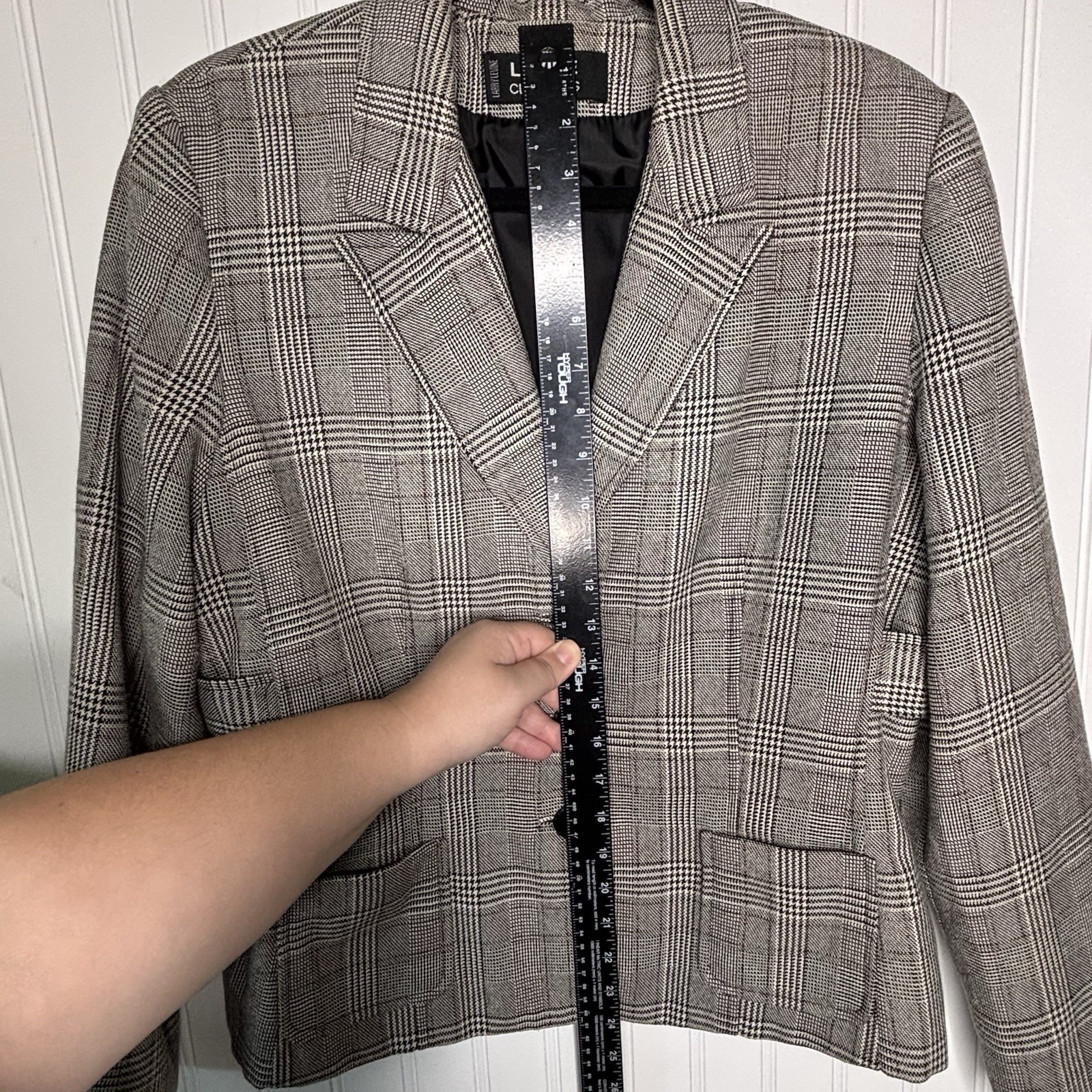 Vintage Levine Classics Suit Jacket Blazer 14 Gray Glen Plaid Pockets Timeless