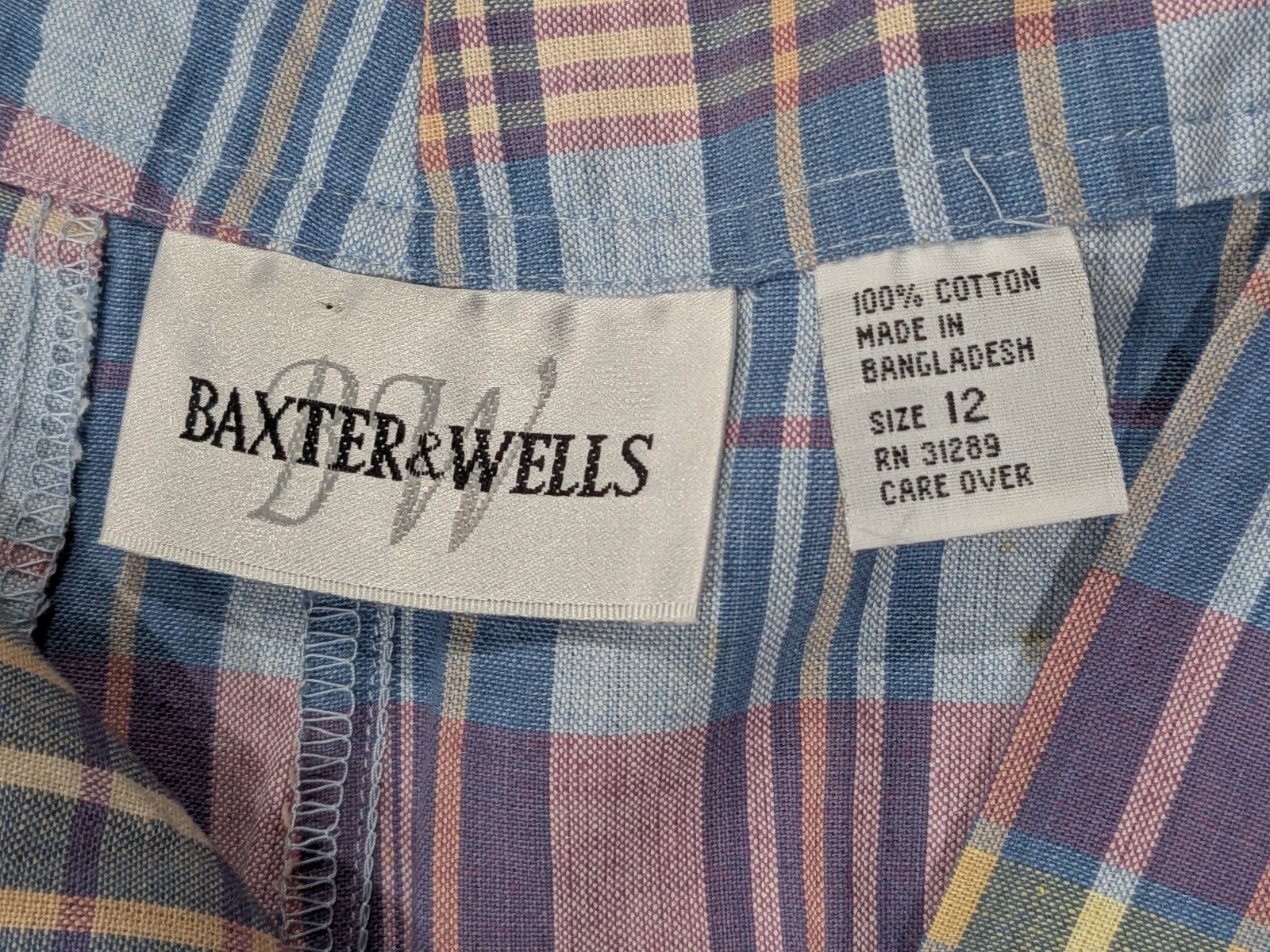 Vintage 90s Baxter & Wells Beach Summer Skort Cotton Lined Size 12