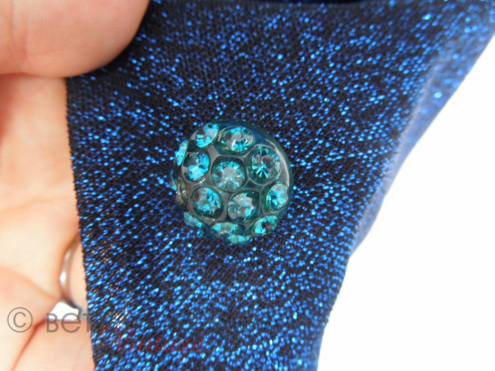 Vintage 60s Maxan Duster Coat in Sparkly Blue – med, lg