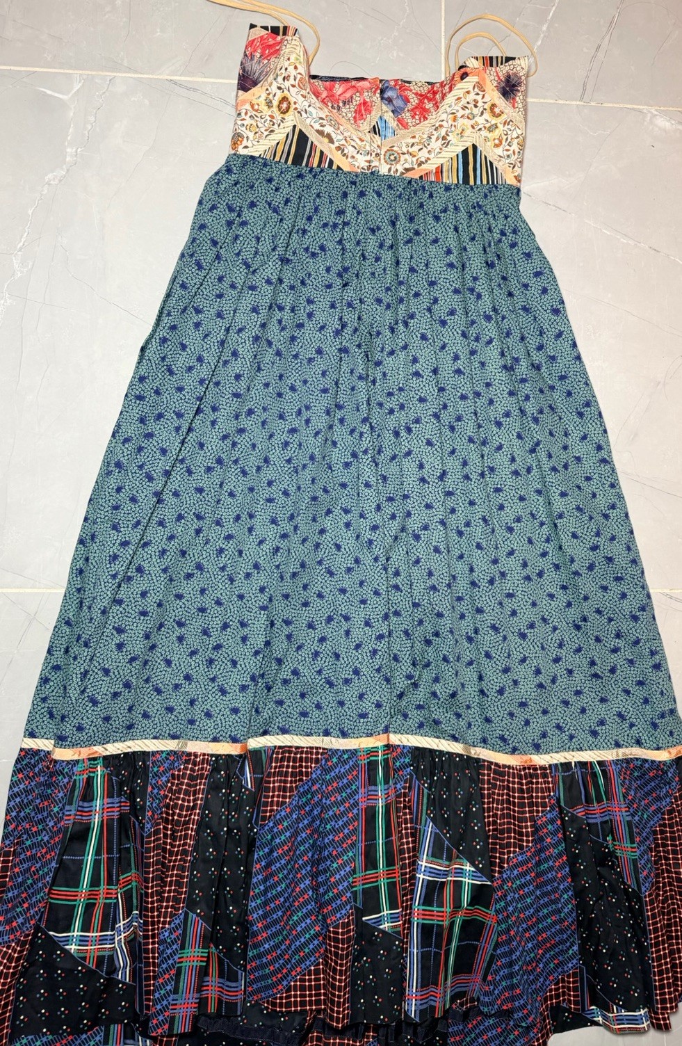 Vintage 1980 Koos Van Den Akker Patchwork Collage Cotton Dress