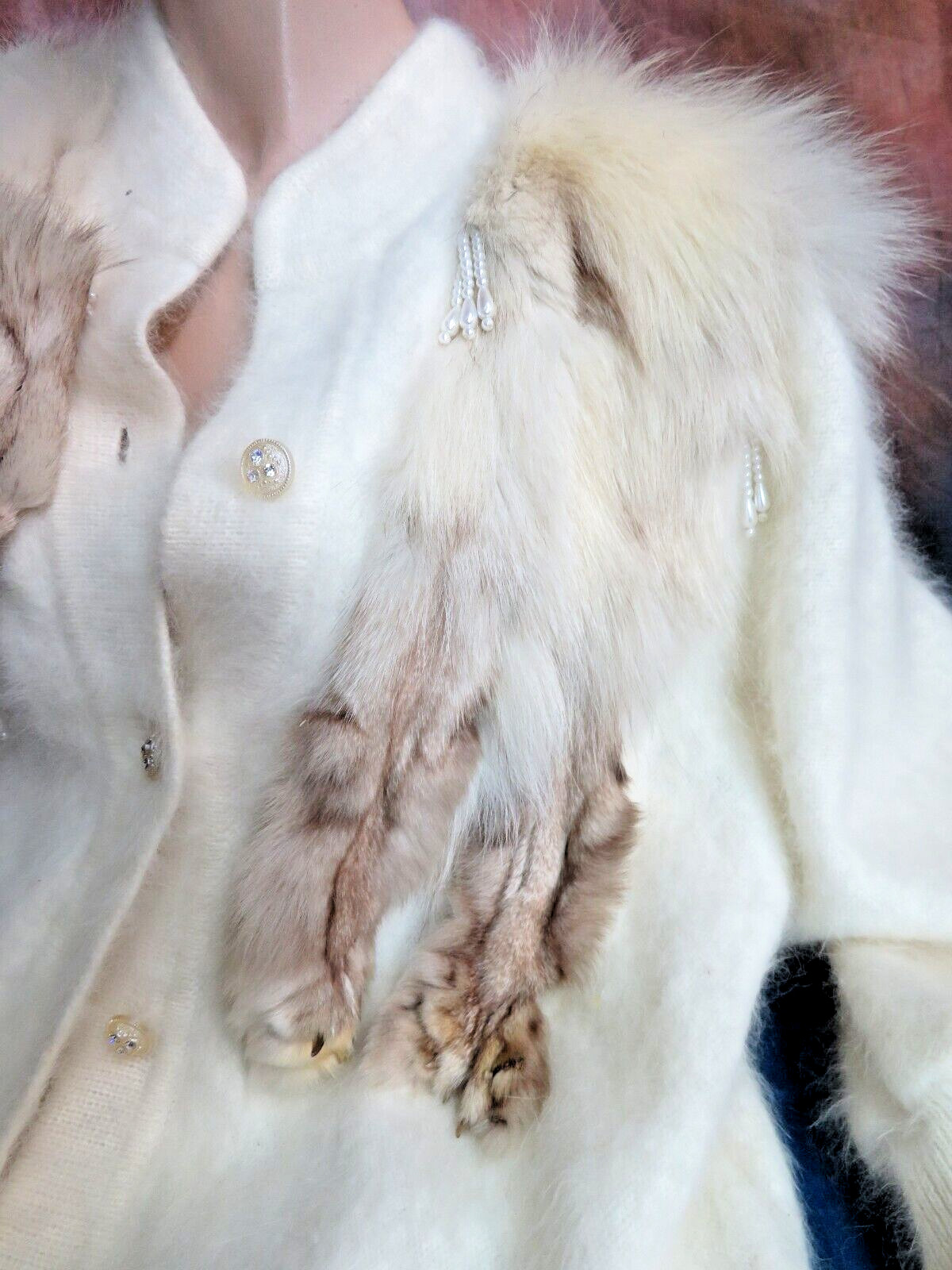 Sweater Jacket Angora and Fox Fur cocoon Batwing Art Deco Flapper style My Lady