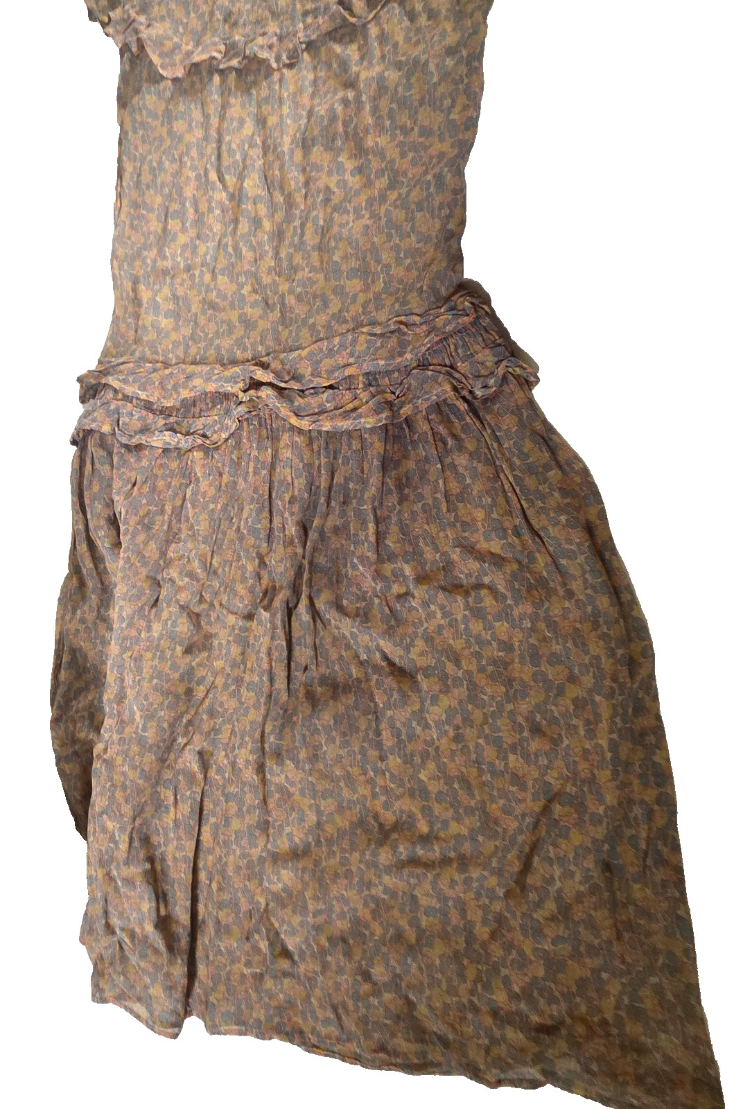 VTG 40s/50s Crepe Cocktail Dress Drop Waist Ruffles Pan Collar Size XS/0-2