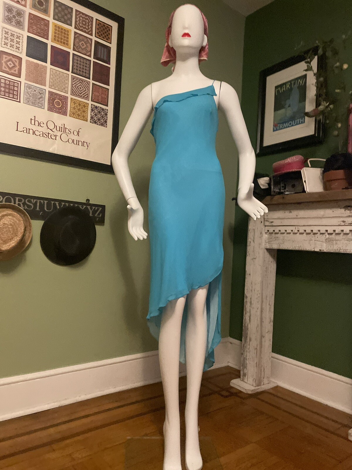 Vintage Y2K Express Sheer SILK Chiffon Disco Diva Whimsygoth Party Dress ML