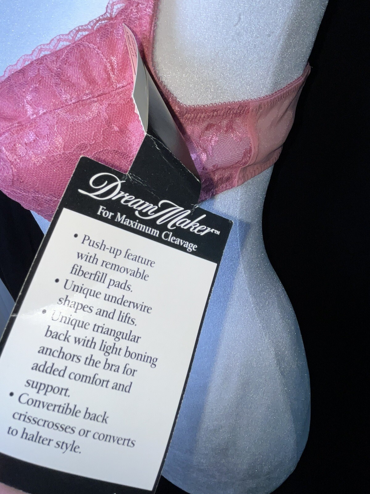 Vtg NOS Bra Push Up Padded Add Cup 80&rsquo;s ADONNA Dream Maker Mauve Pink 34b
