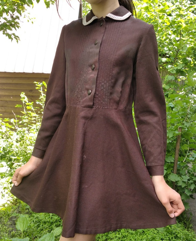 Vintage Soviet school uniform dress USSR 1980s Ukraine