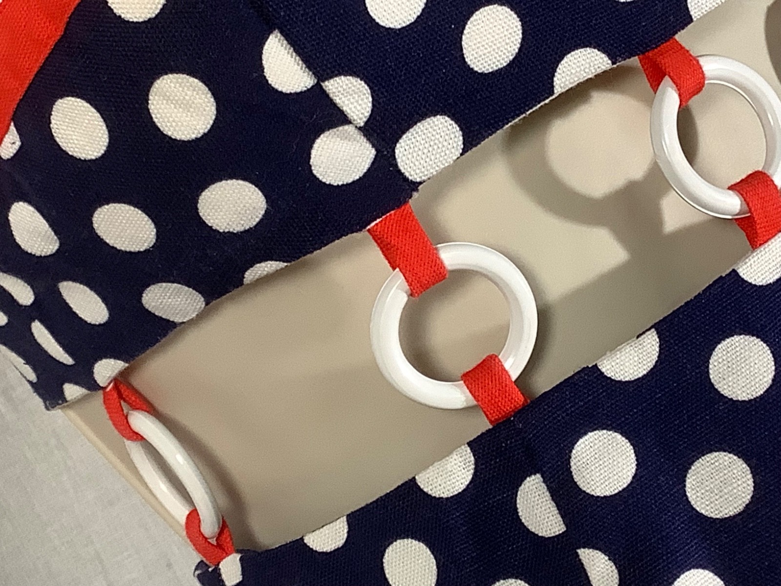 Vintage ring Mini Dress 5 beach party 60s polka dot Midriff red white blue XXS