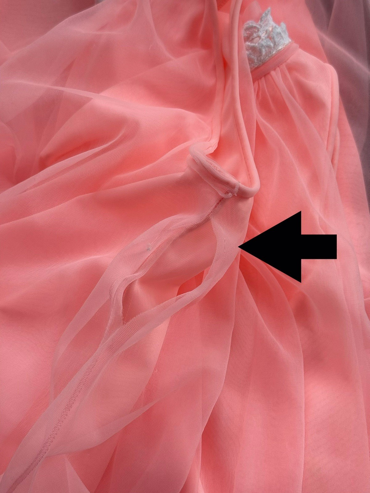 1960s PEACH CHIFFON OVER NYLON DUAL LAYER NEGLIGEE ROUND COLLAR LINGERIE *READ