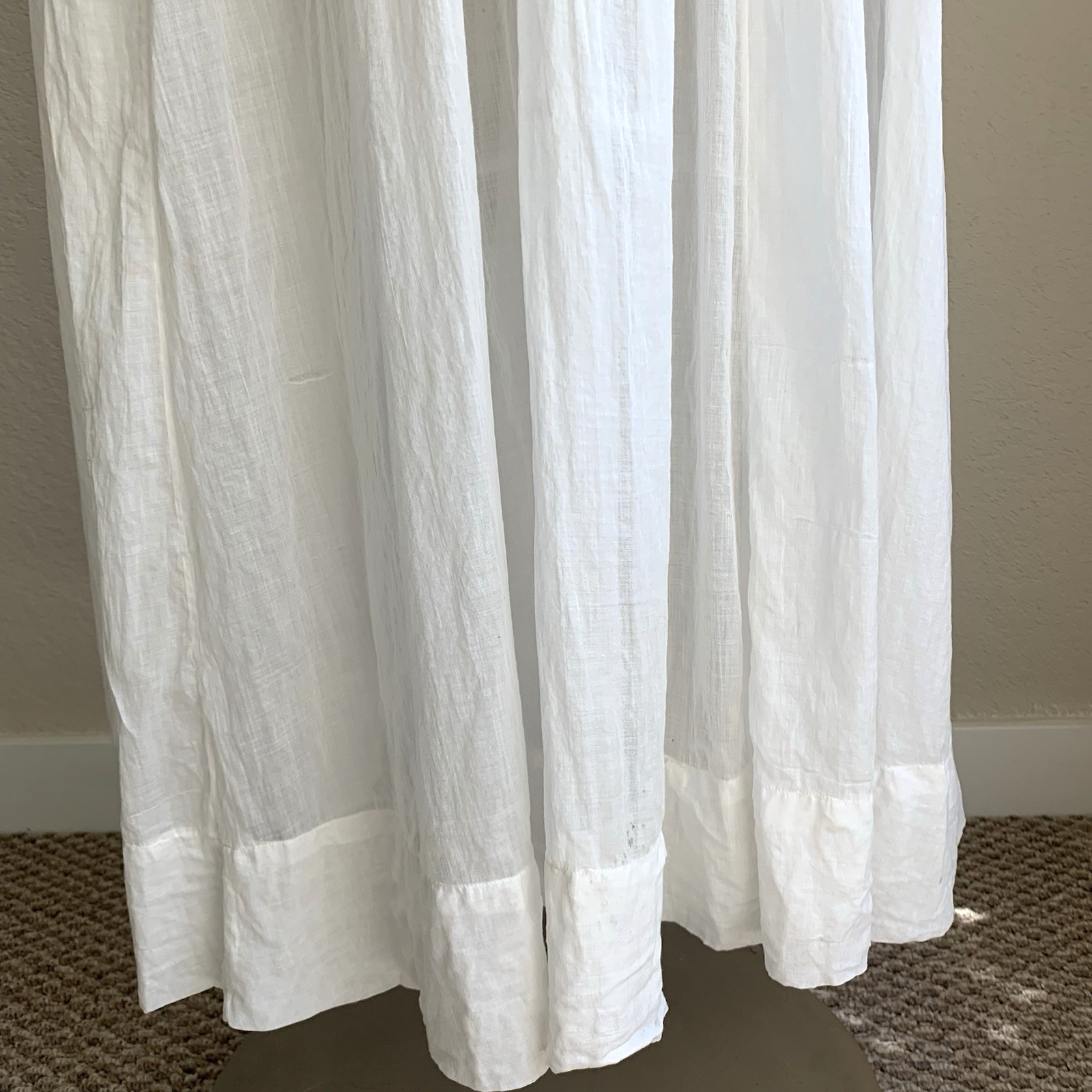 Antique Edwardian White Cotton Lace Lingerie Tea Dress 2XS Maxi Lawn Gown VTG