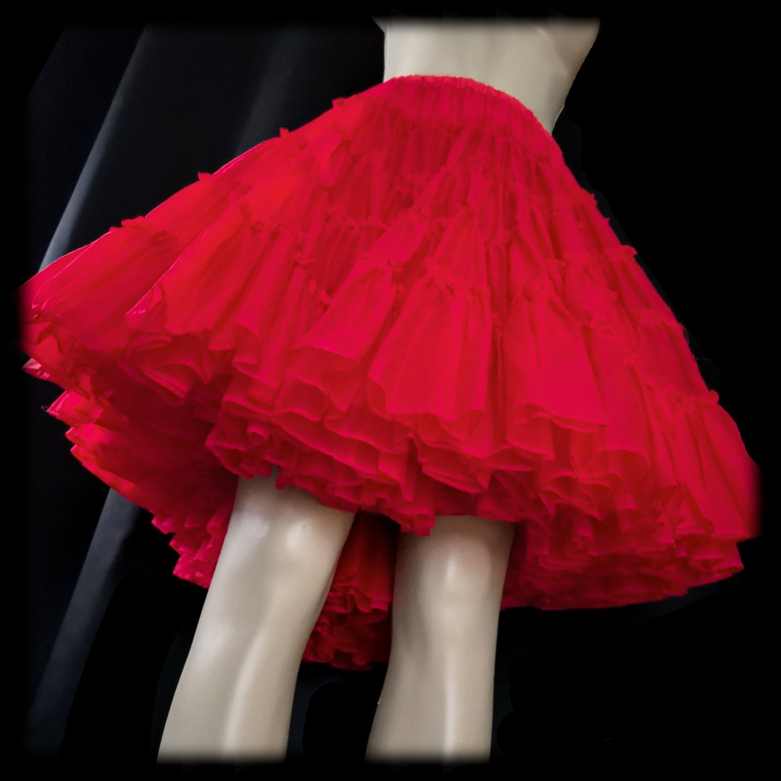 Vintage NITA SMITH Square Dancing SKIRT Red Crinoline PETTICOAT Full Circle L/XL