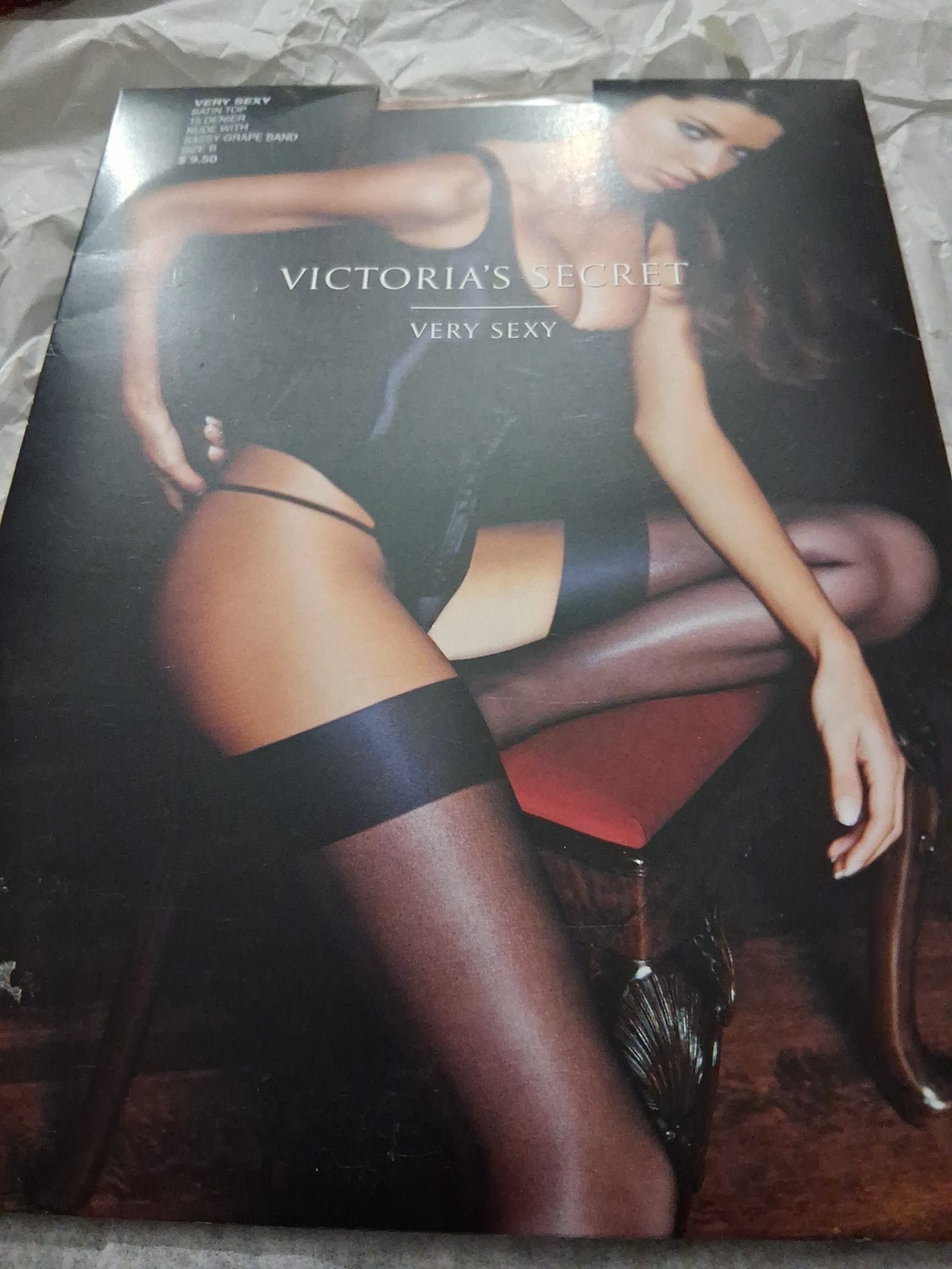 Vintage Rare Victoria&rsquo;s Secret Very Sexy Thigh High Stockings Grape Top, Size B
