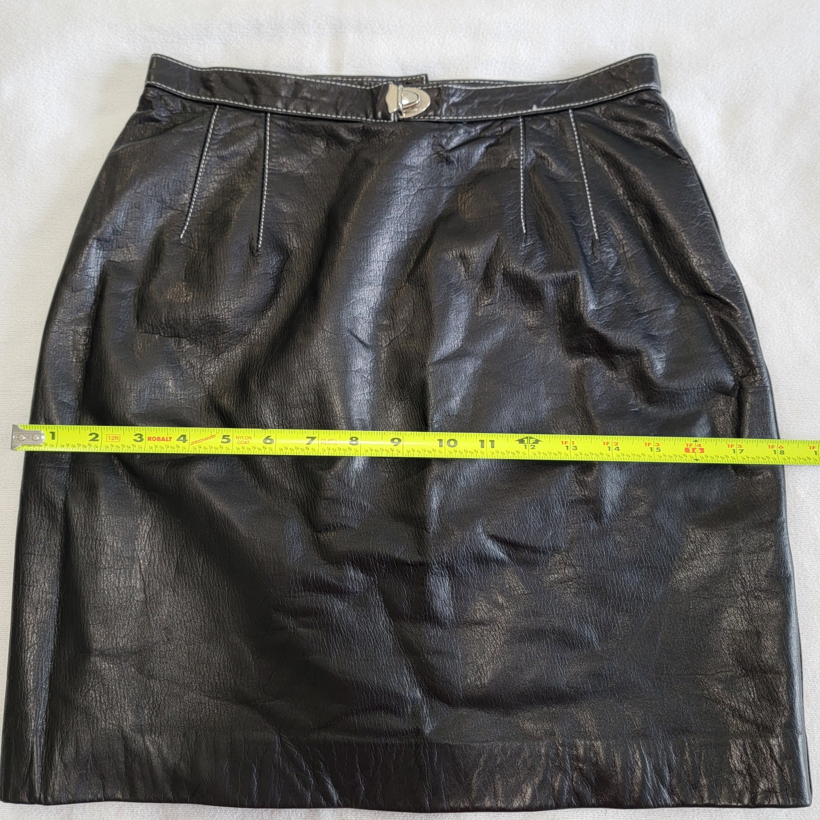 VTG Emanuel Ungaro Petit Mini Skirt Women Genuine Leather Black US 6 / Italy 40