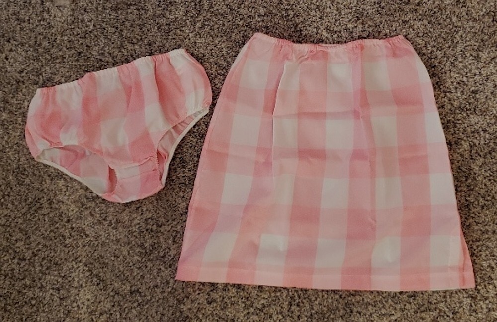 Vintage Warner&rsquo;s Pink/White Checkered Polyester Panties & Slip Set! Sz 5/S; NWOT