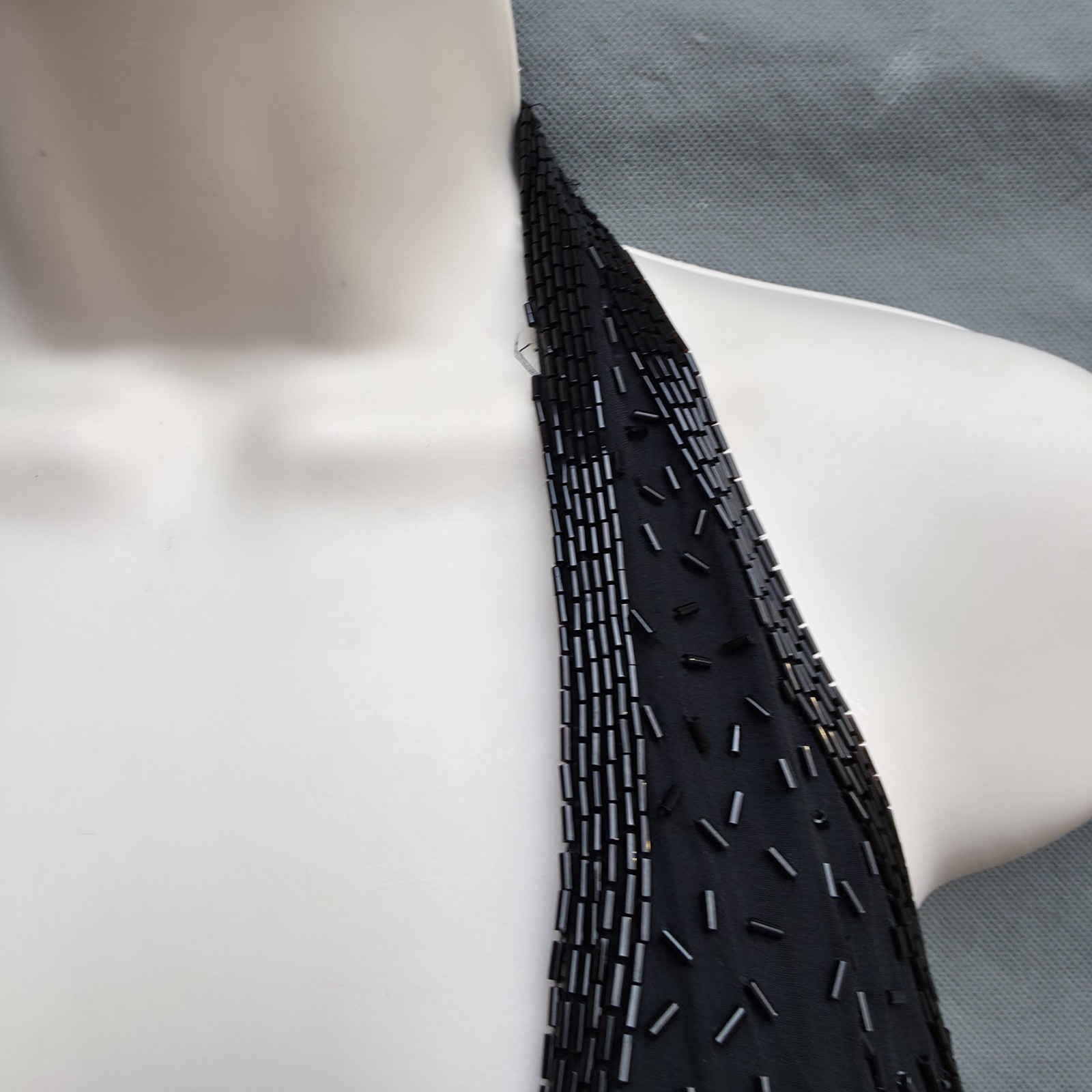 Vintage Niteline by Della Roufogali Black Gold Beaded Fringe Cocktail Dress
