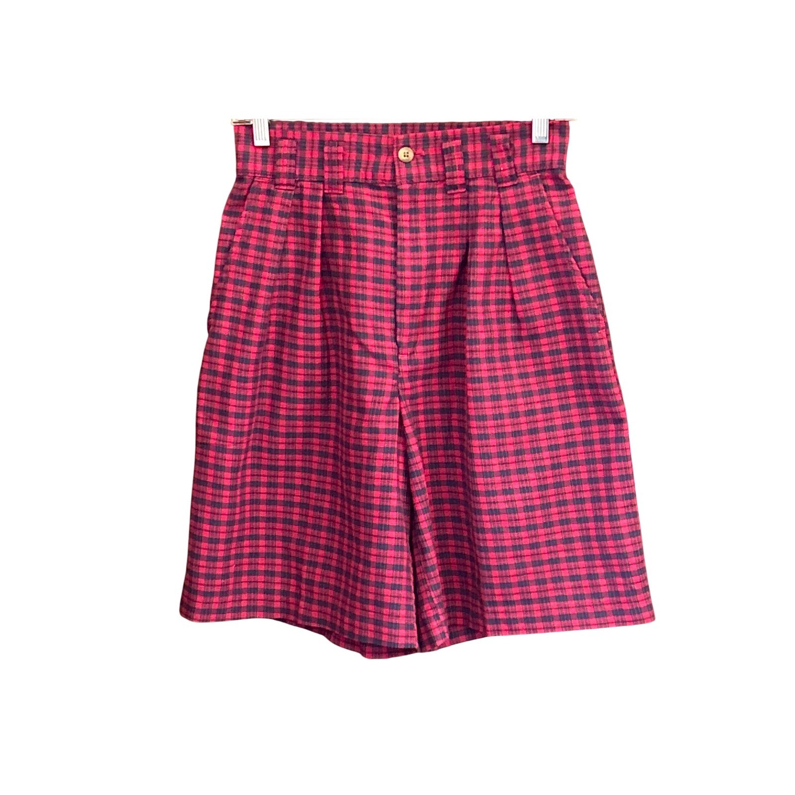 90s Palmetto&rsquo;s Plaid Shorts Dark Academia Preppy High Waisted Pleated Red Navy 5