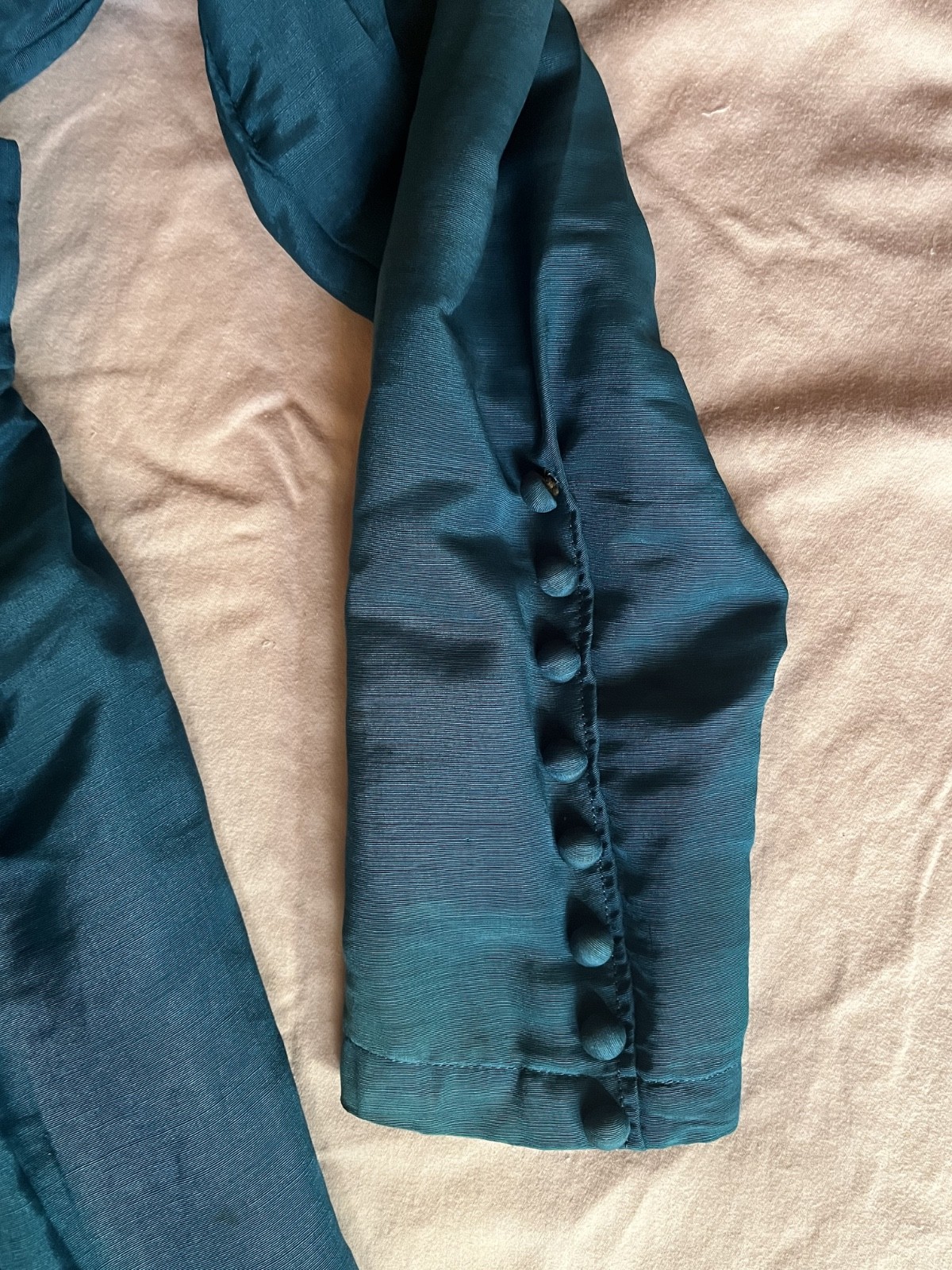 1910s 1900s antique Turquoise Silk Dress – M/L
